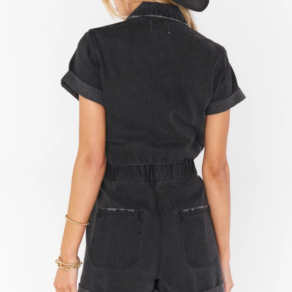 New Show Me Your Mumu Black Denim Cannon Romper - Picture 2 of 2